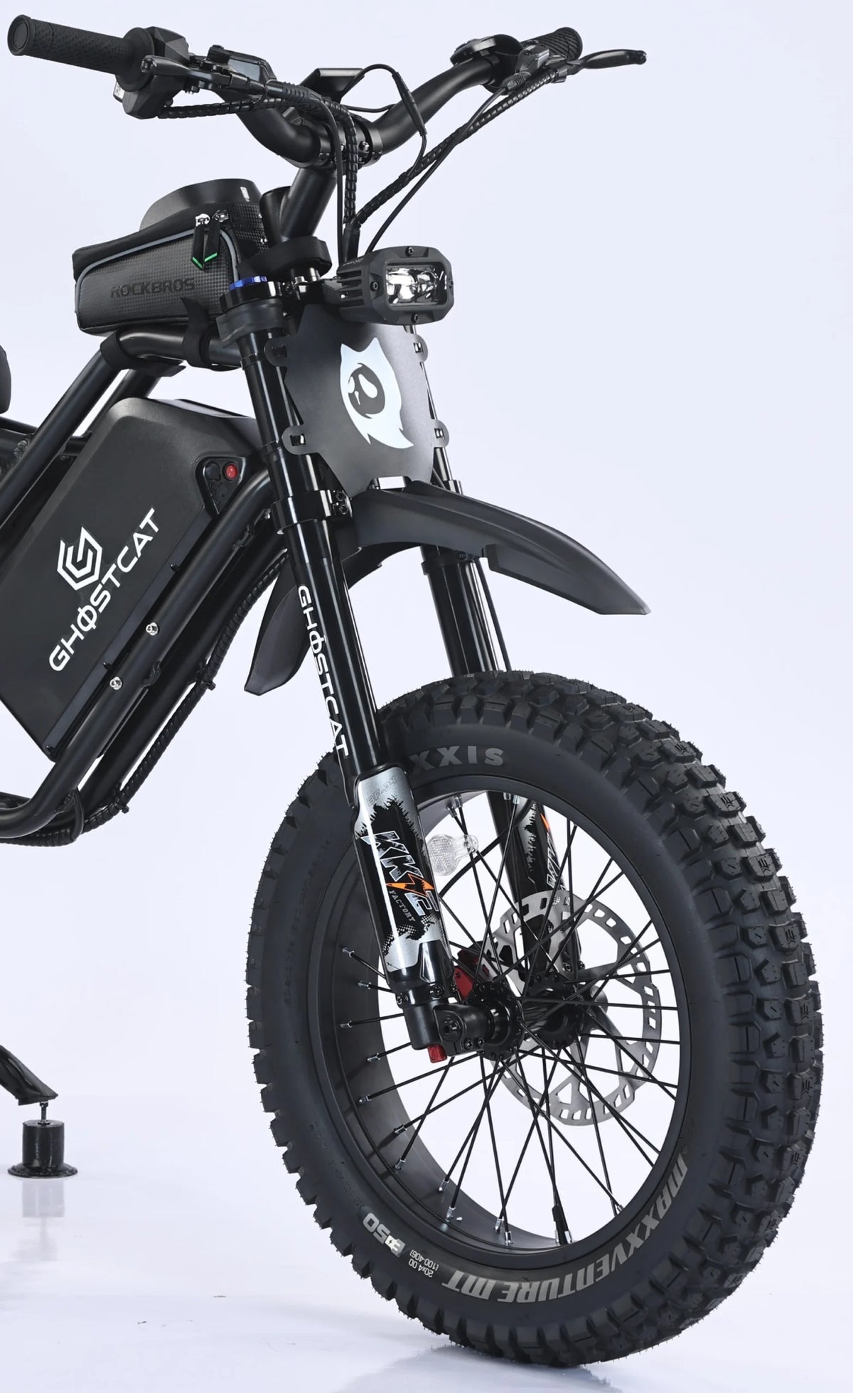 GhostCat F4X electric bike in Blackout, angled view