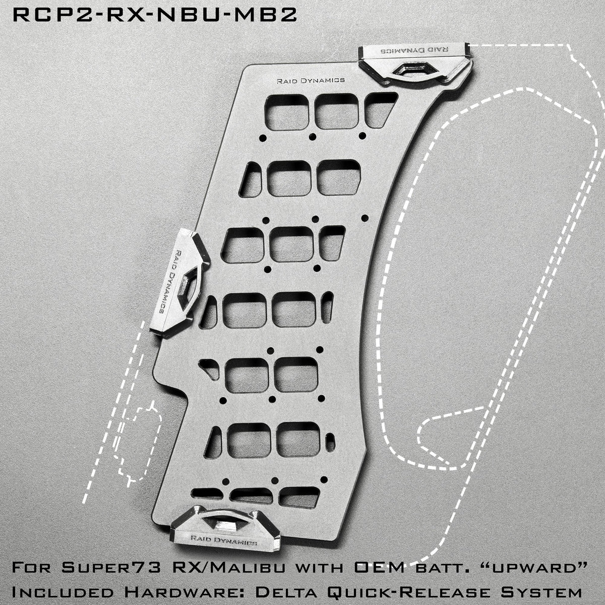 RCP2 Molle Plate W/ Delta Quick Release Hardware for Super73 R/RX - Raid Dynamics