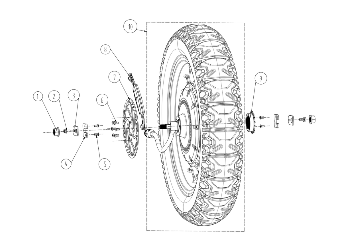 Segway Xyber Rear Wheel Assembly Hardware