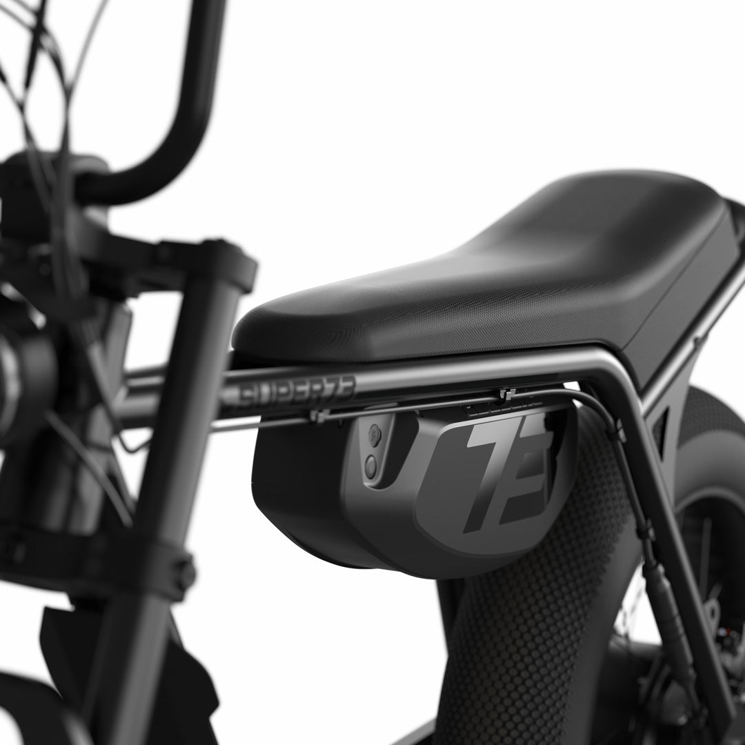 Super73 Z Miami SE 480Wh battery detail in Blackout