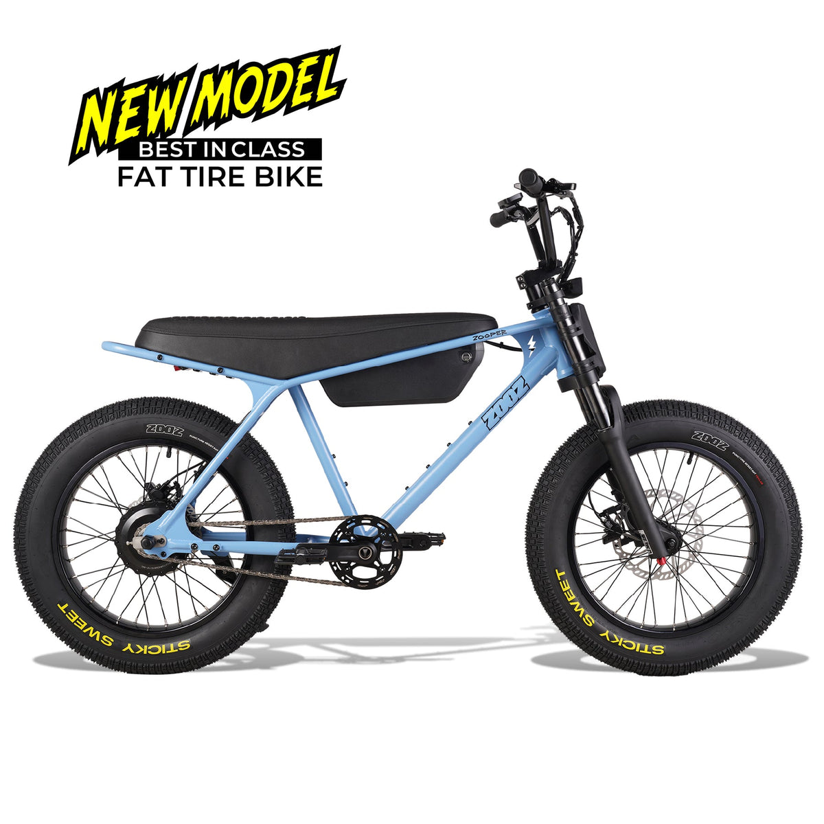 Zooz Zooper electric bike in Blued, side profile