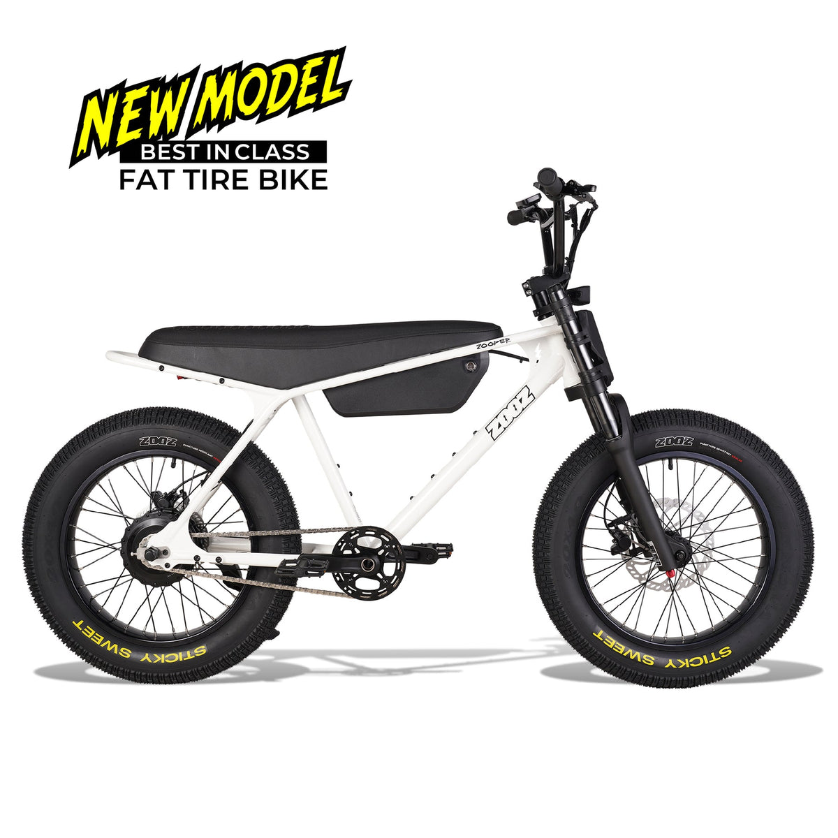 Zooz Zooper electric bike in Spark White, side profile