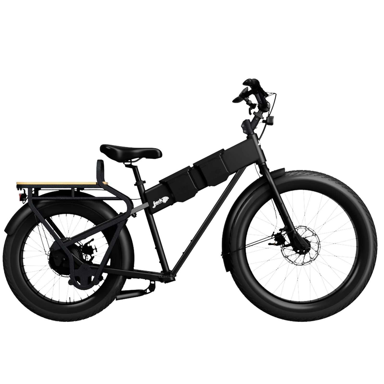 JackRabbit MG Cargo electric cargo bike in Black, side view