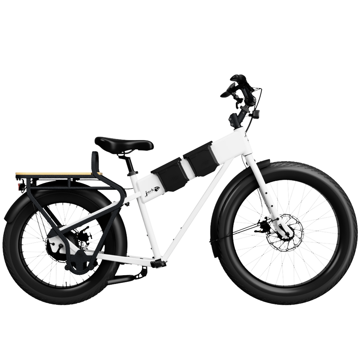 JackRabbit MG Cargo electric cargo bike in White, side view