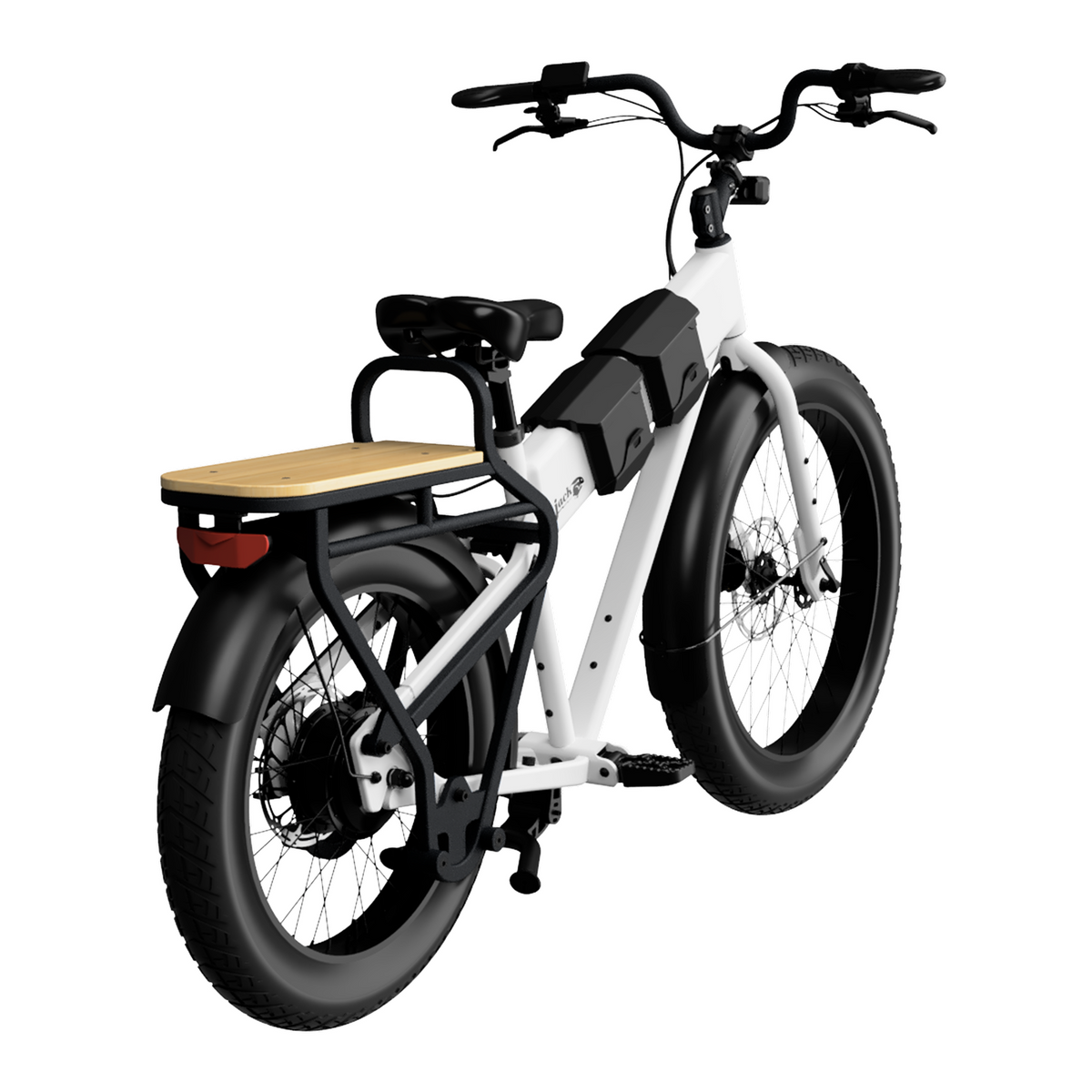 JackRabbit MG Cargo electric cargo bike in White, angled view