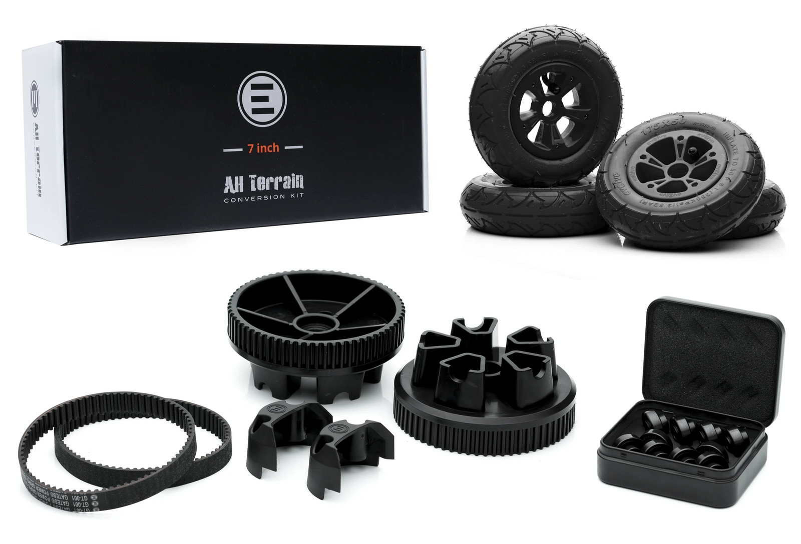 Close up of the packaging for a 7" all-terrain kit.